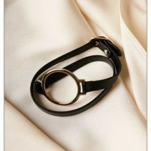 NWT Black Vegan Leather and Gold Bracelet